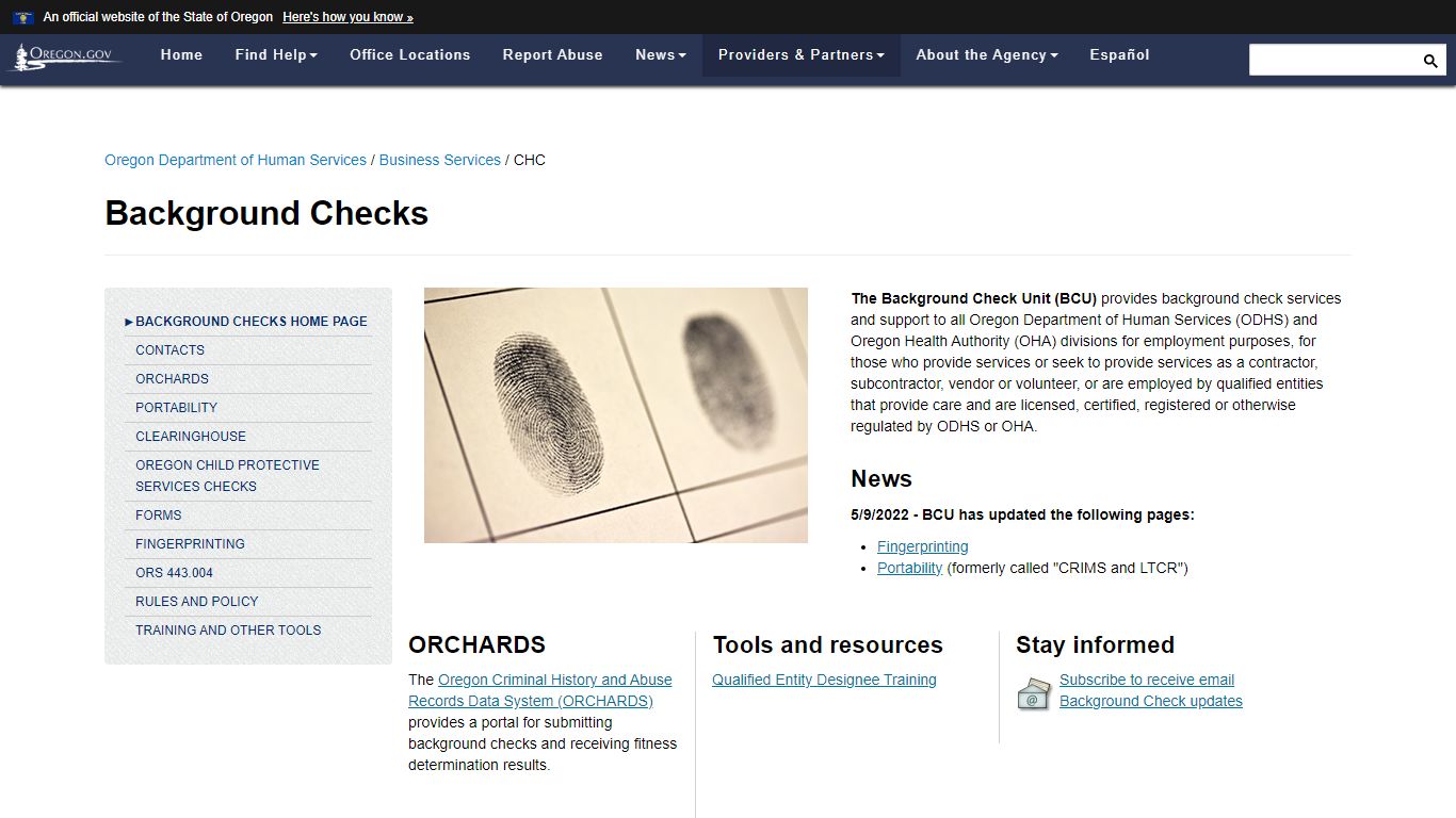 State of Oregon: CHC - Background Checks